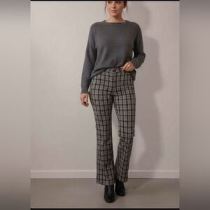 Easel Black White Plaid Check Print Wide Straight Leg Pants NWT Medium